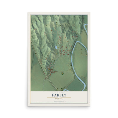 Map of Farley, Missouri, 12 x 18 inch unframed archival matte print