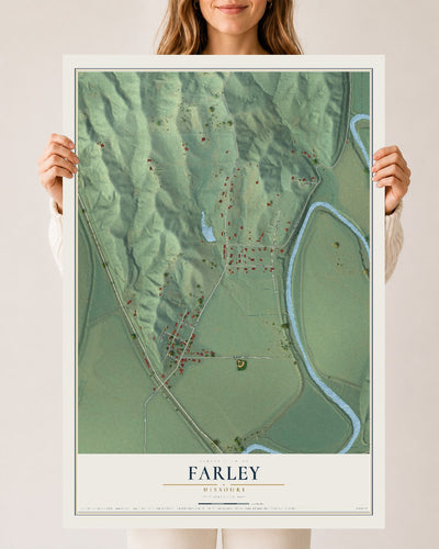 Map of Farley, Missouri, 24 x 36 inch unframed archival matte print