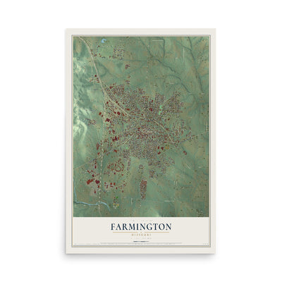Map of Farmington, Missouri, 12 x 18 inch unframed archival matte print
