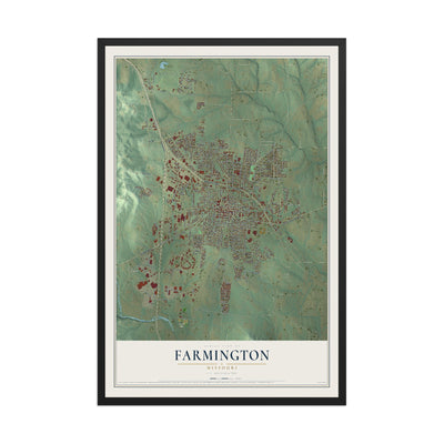 Map of Farmington, Missouri, 12 x 18 inch print in a black wood frame