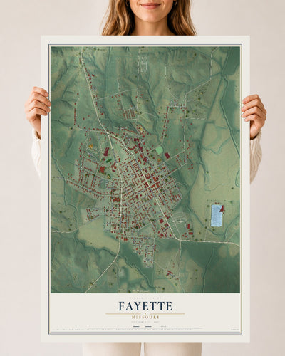 Map of Fayette, Missouri, 24 x 36 inch unframed archival matte print