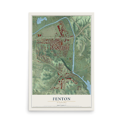 Map of Fenton, Missouri, 12 x 18 inch unframed archival matte print