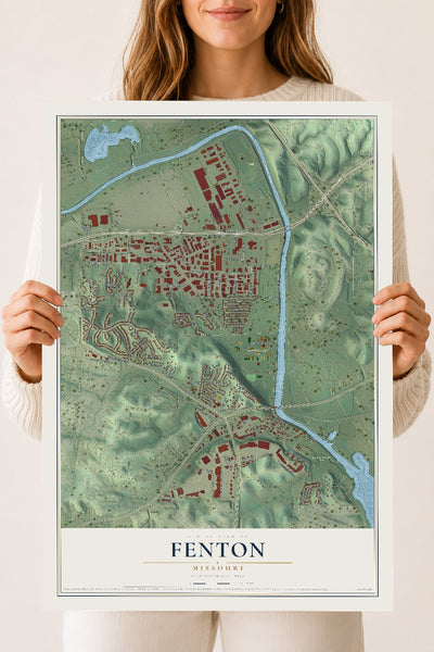 Map of Fenton, Missouri, 18 x 24 inch unframed archival matte print