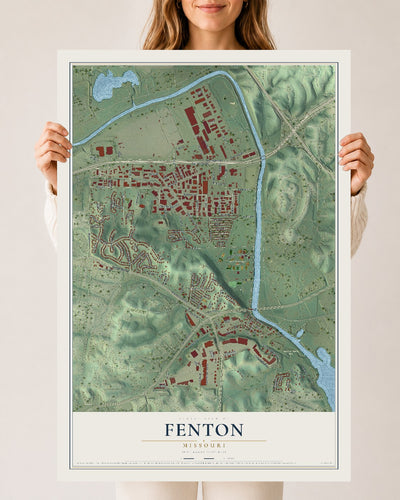 Map of Fenton, Missouri, 24 x 36 inch unframed archival matte print