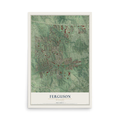Map of Ferguson, Missouri, 12 x 18 inch unframed archival matte print