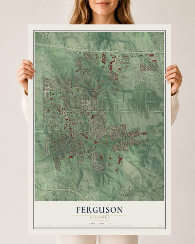 Map of Ferguson, Missouri, 24 x 36 inch unframed archival matte print