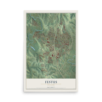 Map of Festus, Missouri, 12 x 18 inch unframed archival matte print