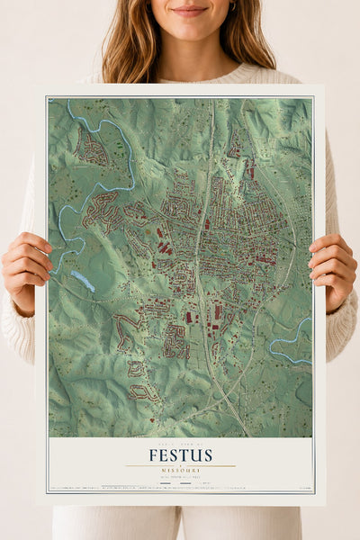 Map of Festus, Missouri, 18 x 24 inch unframed archival matte print