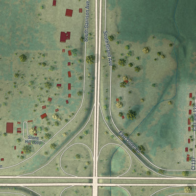 Close-up of the map of Fidelity, Missouri print showing street and building detail