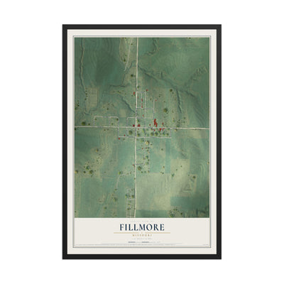 Map of Fillmore, Missouri, 12 x 18 inch print in a black wood frame