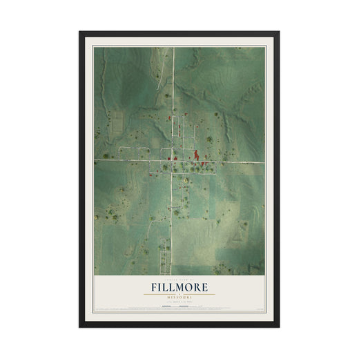 Map of Fillmore, Missouri, 12 x 18 inch print in a black wood frame