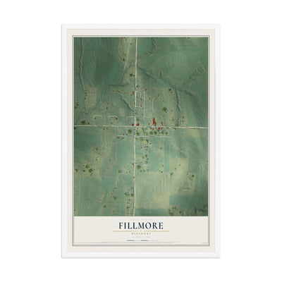 Map of Fillmore, Missouri, 12 x 18 inch print in a white wood frame