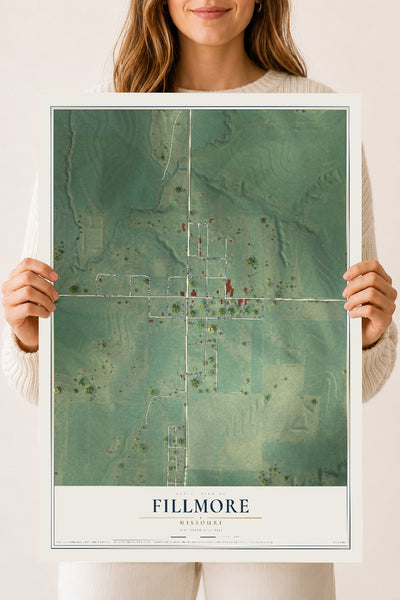 Map of Fillmore, Missouri, 18 x 24 inch unframed archival matte print