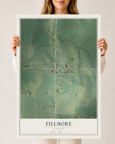 Map of Fillmore, Missouri, 24 x 36 inch unframed archival matte print