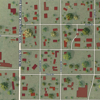 Close-up of the map of Fisk, Missouri print showing street and building detail