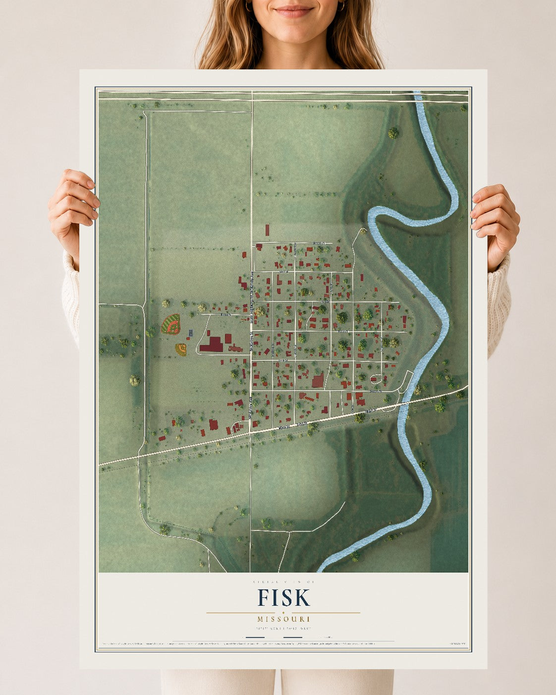 Map of Fisk, Missouri, 24 x 36 inch unframed archival matte print