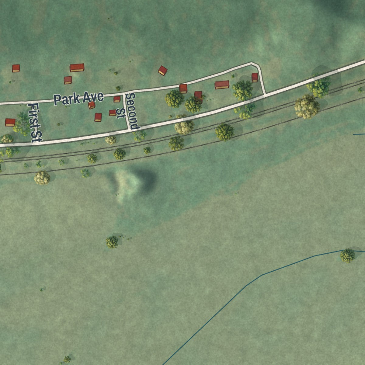 Second close-up of the map of Fleming, Missouri print showing more streets and buildings