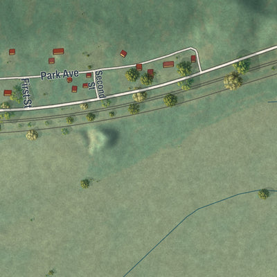 Second close-up of the map of Fleming, Missouri print showing more streets and buildings