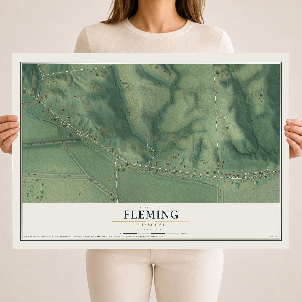 Map of Fleming, Missouri, 18 x 24 inch unframed archival matte print