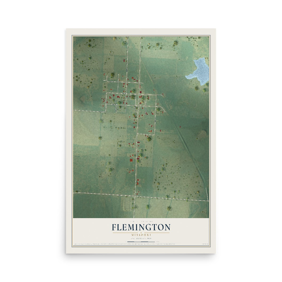 Map of Flemington, Missouri, 12 x 18 inch unframed archival matte print