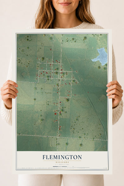 Map of Flemington, Missouri, 18 x 24 inch unframed archival matte print