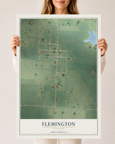 Map of Flemington, Missouri, 24 x 36 inch unframed archival matte print