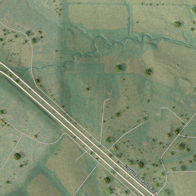 Second close-up of the map of Flint Hill, Missouri print showing more streets and buildings