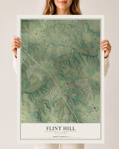 Map of Flint Hill, Missouri, 24 x 36 inch unframed archival matte print
