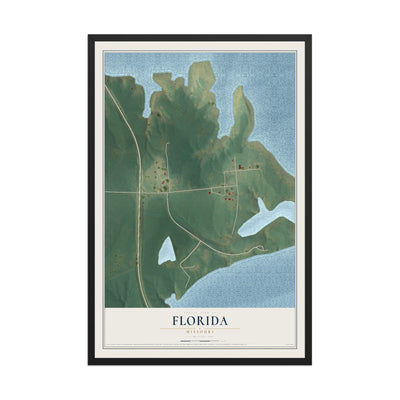 Map of Florida, Missouri, 12 x 18 inch print in a black wood frame