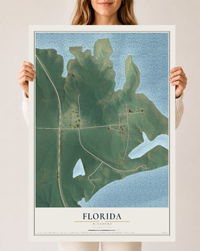Map of Florida, Missouri, 24 x 36 inch unframed archival matte print