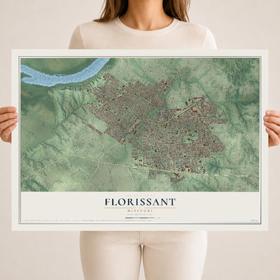 Map of Florissant, Missouri, 18 x 24 inch unframed archival matte print