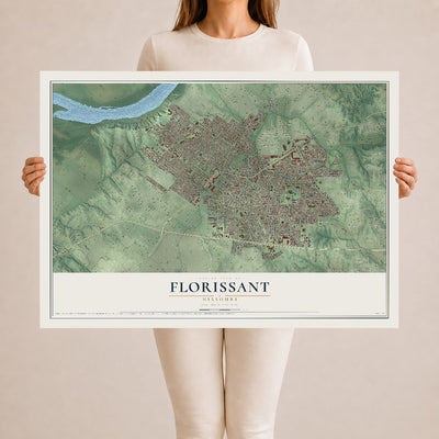 Map of Florissant, Missouri, 24 x 36 inch unframed archival matte print