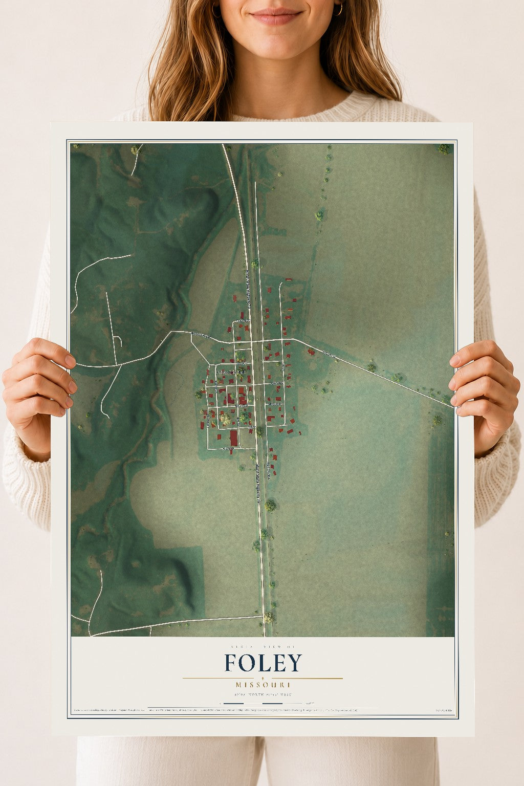 Map of Foley, Missouri, 18 x 24 inch unframed archival matte print