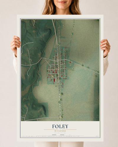 Map of Foley, Missouri, 24 x 36 inch unframed archival matte print