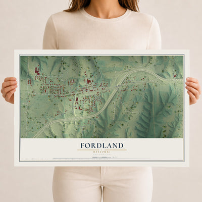 Map of Fordland, Missouri, 12 x 18 inch unframed archival matte print