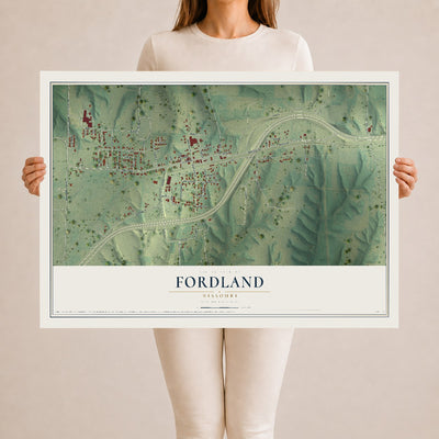 Map of Fordland, Missouri, 24 x 36 inch unframed archival matte print