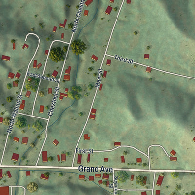 Close-up of the map of Forest City, Missouri print showing street and building detail
