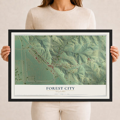 Map of Forest City, Missouri, 12 x 18 inch print in a black wood frame