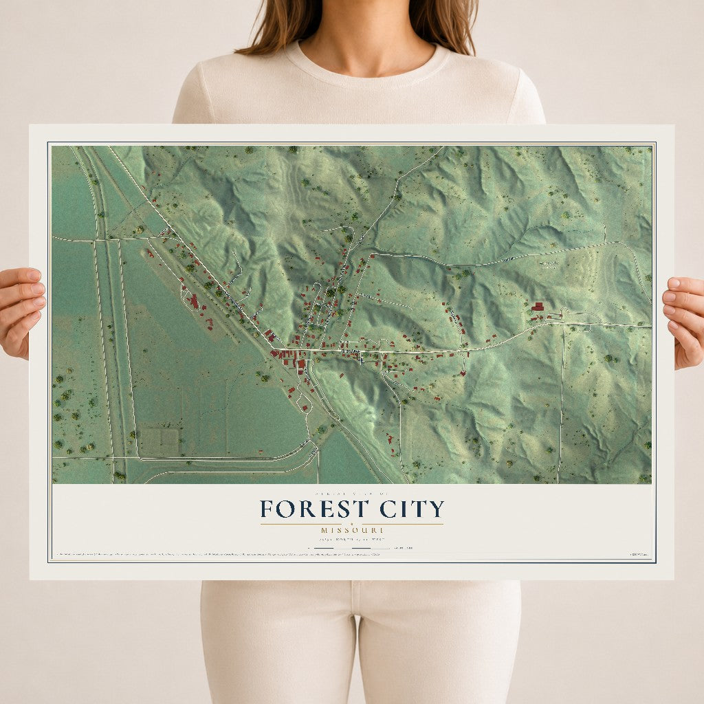 Map of Forest City, Missouri, 18 x 24 inch unframed archival matte print