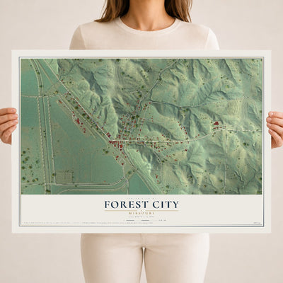 Map of Forest City, Missouri, 18 x 24 inch unframed archival matte print