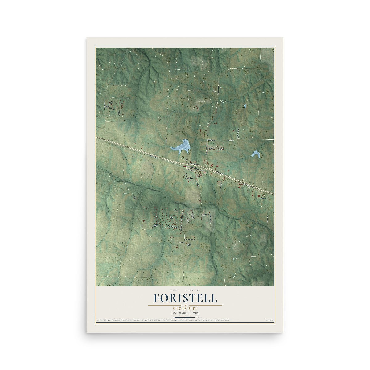 Map of Foristell, Missouri, 12 x 18 inch unframed archival matte print