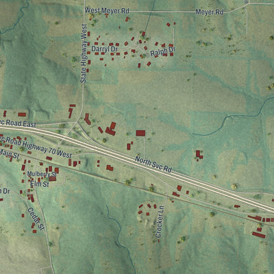 Close-up of the map of Foristell, Missouri print showing street and building detail