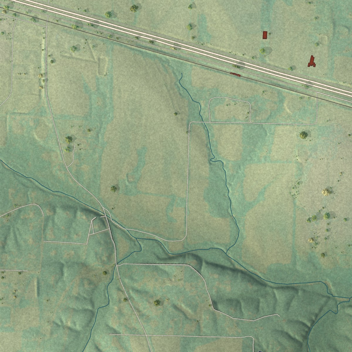 Second close-up of the map of Foristell, Missouri print showing more streets and buildings