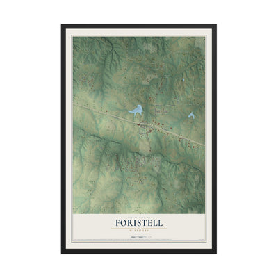 Map of Foristell, Missouri, 12 x 18 inch print in a black wood frame