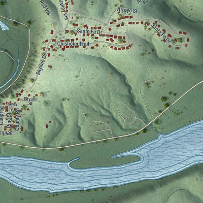 Second close-up of the map of Forsyth, Missouri print showing more streets and buildings