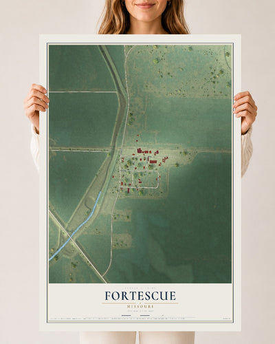 Map of Fortescue, Missouri, 24 x 36 inch unframed archival matte print