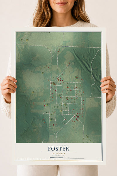 Map of Foster, Missouri, 18 x 24 inch unframed archival matte print