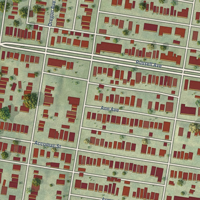 Close-up of the map of Fox Park, Missouri print showing street and building detail