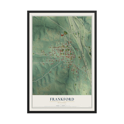 Map of Frankford, Missouri, 12 x 18 inch print in a black wood frame