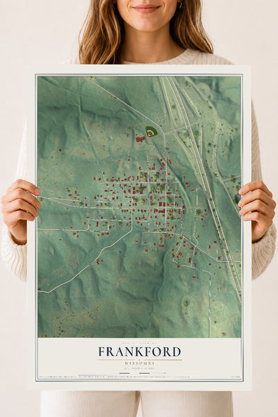Map of Frankford, Missouri, 18 x 24 inch unframed archival matte print